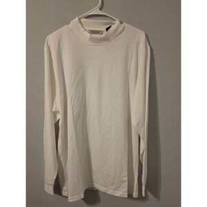 Williams & Kent Mock Neck Shirt Mens L White Layering Pima Cotton Basic Classic